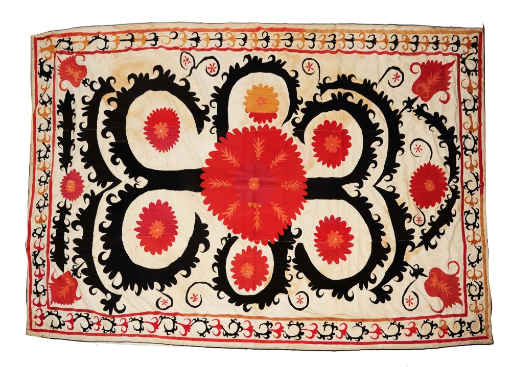 Lot 241 - AN UZBEK TRIBAL SUZANI