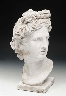 Lot 255 - A GRAND TOUR PLASTER BUST OF APOLLO