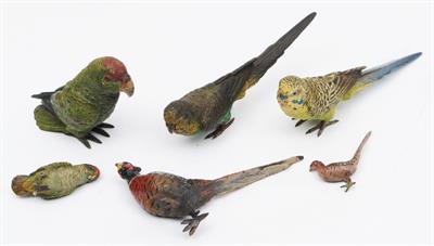 Lot 261 - A GROUP OF SIX AUSTRIAN COLD CAST BRONZE MODELS OF BIRDS