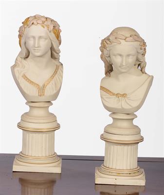 Lot 279 - A PAIR OF ART UNION COPELAND PARIANWARE BUSTS