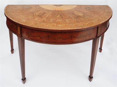 Lot 315 - A GEO III MAHOGANY 'HALF MOON' SIDE TABLE