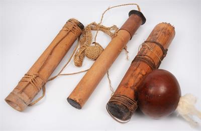 Lot 400 - THREE ECUARDORIAN WUARANI WOODEN QUIVERS