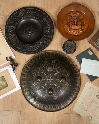 Lot 58 - An Indian shield, three Baxter prints, an arts...