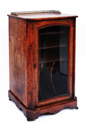 Lot 112 - A VICTORIAN BURR WALNUT MUSIC CABINET