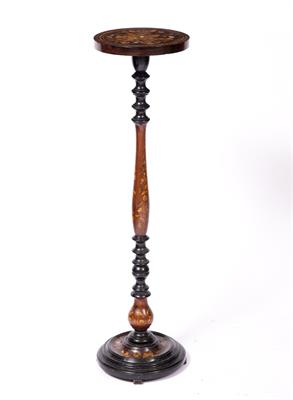 Lot 14 - A DUTCH MAHOGANY AND MARQUETRY INLAID CANDLE STAND