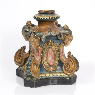 Lot 34 - A CONTINENTAL MAJOLICA POTTERY STAND