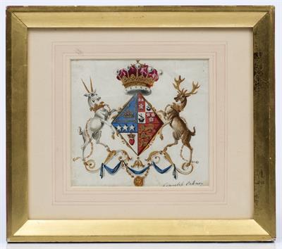 Lot 56 - A 19TH CENTURY PAINTED COAT OF ARMS