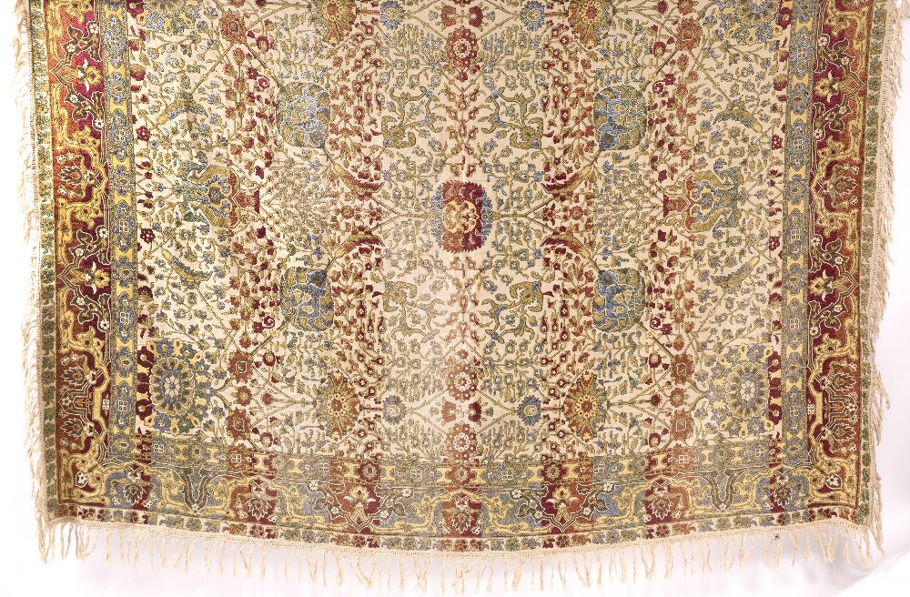 Lot 73 - A MIDDLE EASTERN SILK AND METAL THREAD BEDCOVER