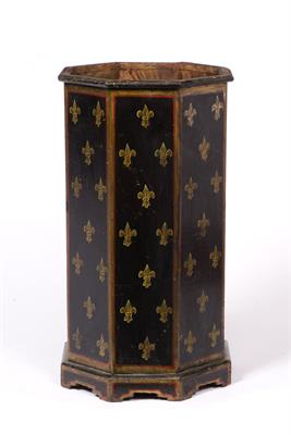 Lot 75 - A PAINTED OCTAGONAL WOODEN STICK STAND
