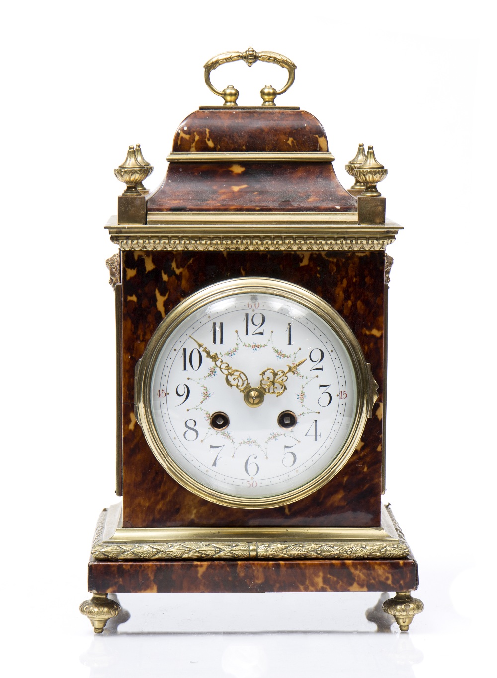 Lot 153 - A 19TH CENTURY FRENCH TORTOISESHELL AND GILT METAL MANTEL CLOCK