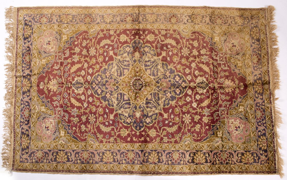 Lot 185 - A TURKISH SILK RUG