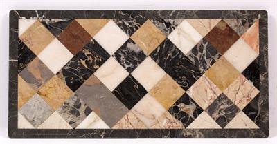 Lot 203 - A GRAND TOUR STYLE RECTANGULAR SPECIMEN MARBLE TABLE TOP
