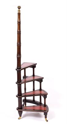 Lot 209 - A SET OF FOUR TREAD MAHOGANY LIBRARY STEPS