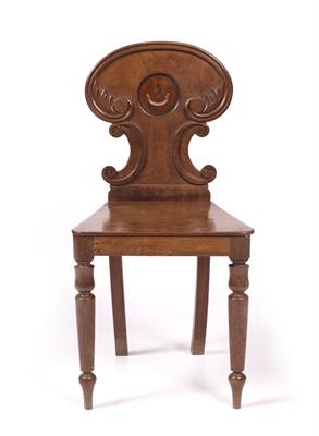 Lot 210 - A VICTORIAN MAHOGANY HALL CHAIR