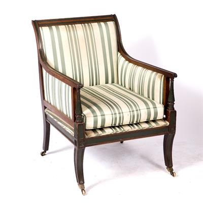 Lot 212 - A 19TH CENTURY REGENCY STYLE LIBRARY ARMCHAIR