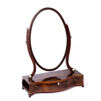 Lot 217 - A GEORGE III MAHOGANY COUNTRY HOUSE SWING DRESSING TABLE MIRROR
