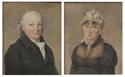 Lot 241 - A PAIR OF 19TH CENTURY WATERCOLOUR PORTRAITS