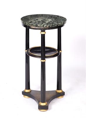 Lot 258 - AN EBONISED AND GILDED TWO TIER LAMP TABLE