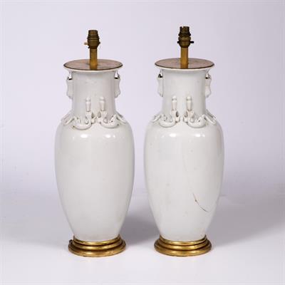 Lot 268 - A PAIR OF CHINESE PORCELAIN BLANC DE CHINE VASES