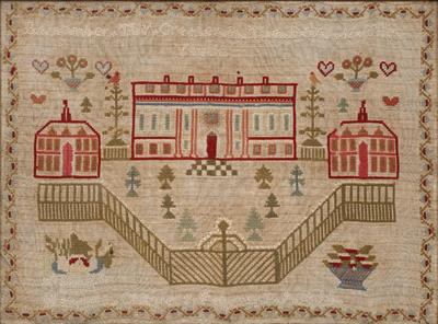 Lot 300 - A VICTORIAN RECTANGULAR CHILD'S SAMPLER