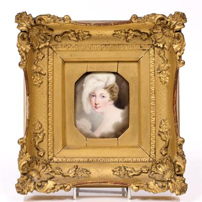 Lot 326 - AN EARLY 19TH CENTURY MINIATURE MEMORIAL PORTRAIT