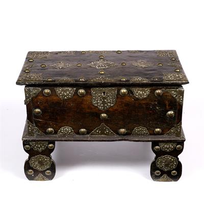 Lot 340 - AN ANTIQUE MIDDLE EASTERN MARRIAGE CHEST