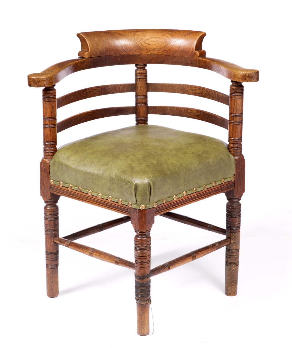 Lot 345 - A VICTORIAN OAK CORNER CHAIR