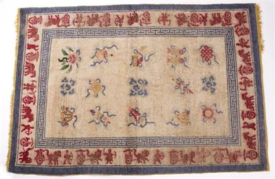 Lot 363 - AN OLD CHINESE WASHED SILK RUG