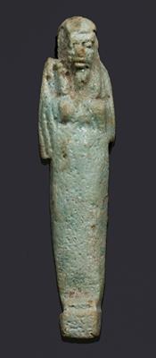 Lot 412 - AN ANCIENT EGYPTIAN FAIENCE FUNERARY SHABTI