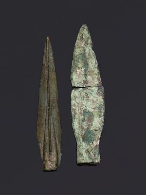 Lot 413 - TWO ANCIENT METAL ARROW HEADS