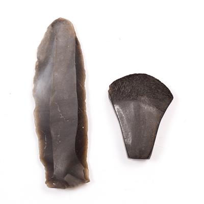 Lot 420 - A NEOLITHIC EUROPEAN MINIATURE STONE AXE