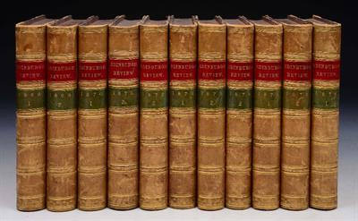 Lot 489 - The EDINBURGH REVIEW or Critical Journey. A&C Black. 11 volumes 1869 - 1876. Nicely bound half calf