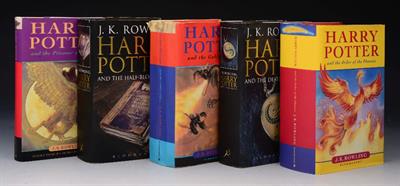 Lot 576 - A collection of HARRY POTTER first editions. all with dust jackets. 5