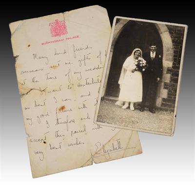 Lot 737 - A handwritten letter from Princess Elizabeth circa 1947. Buckingham Palace headed notepaper. Togethe