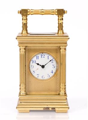Lot 18 - A FRENCH MINIATURE CARRIAGE TIMEPIECE