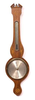 Lot 43 - A GEORGE III MAHOGANY WHEEL BAROMETER