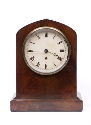 Lot 50 - A 19TH CENTURY MAHOGANY MANTEL TIMEPIECE