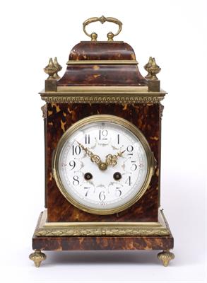 Lot 53 - AN 18TH CENTURY STYLE TORTOISESHELL MANTEL CLOCK