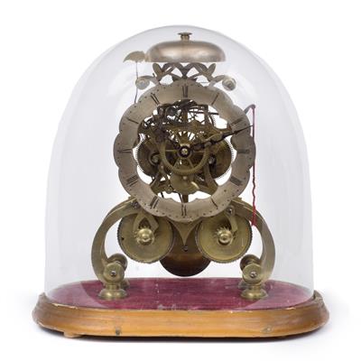 Lot 57 - A VICTORIAN SKELETON CLOCK