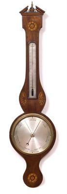 Lot 64 - A GEORGE III MAHOGANY WHEEL BAROMETER