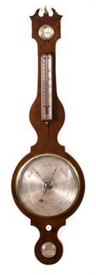 Lot 65 - A GEORGE III MAHOGANY FOUR GLASS WHEEL BAROMETER