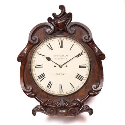 Lot 72 - A VICTORIAN OAK DIAL CLOCK