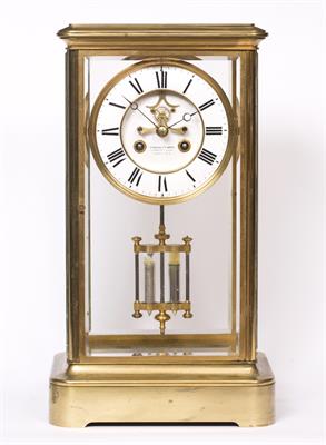 Lot 79 - A GIANT 19TH CENTURY FRENCH BRASS FOUR GLASS CLOCK