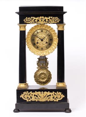 Lot 80 - A 19TH CENTURY FRENCH PORTICO CLOCK