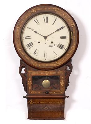 Lot 90 - A 19TH CENTURY AMERICAN DROP DIAL WALL CLOCK