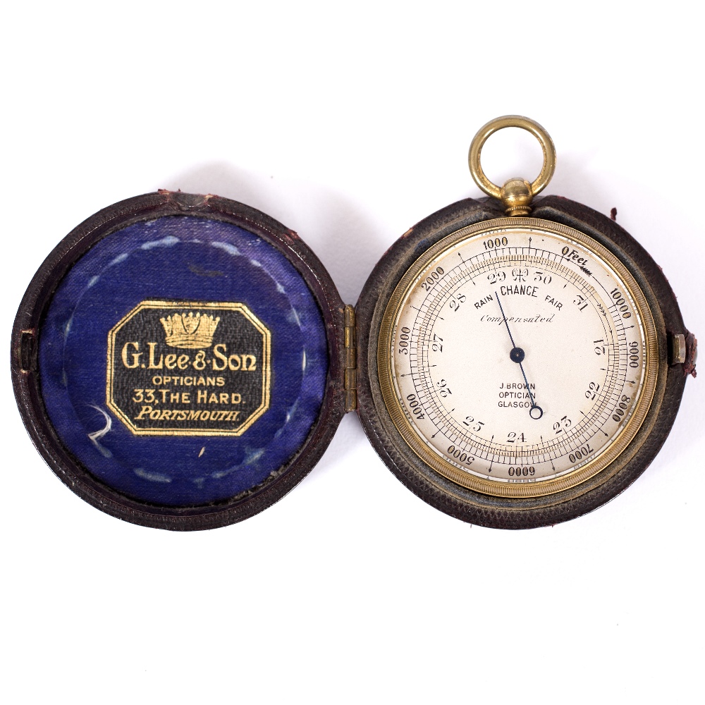 Lot 109 - A 19TH CENTURY BRASS POCKET BAROMETER