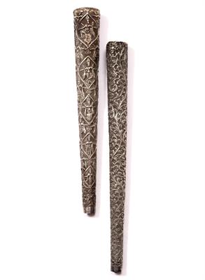 Lot 125 - TWO 19TH CENTURY NORTHERN INDIAN SILVER CANE HANDLES