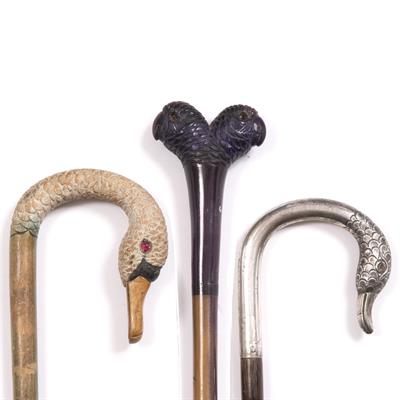 Lot 128 - AN ENGLISH SILVER CROOK CANE HANDLE