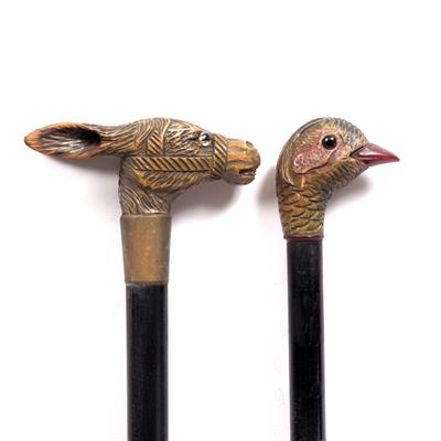 Lot 138 - TWO 19TH CENTURY EBONISED WALKING CANES