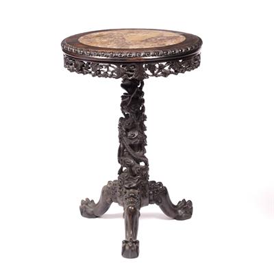 Lot 151 - A 19TH CENTURY CHINESE CARVED CHERRYWOOD CENTRE TABLE